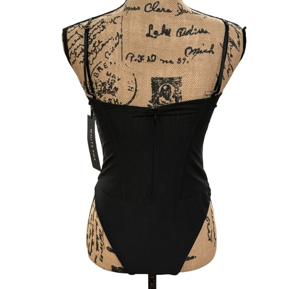 White Fox Boutique Like I Love You Bodysuit Black Mesh Bustier Size Medium NWT - Picture 3 of 10